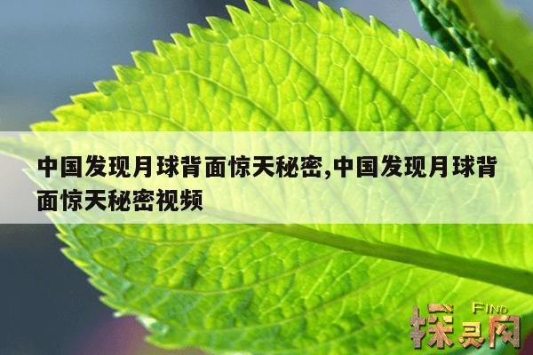 中国发现月球背面惊天秘密,中国发现月球背面惊天秘密视频