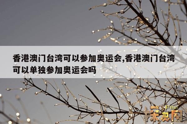 香港澳门台湾可以参加奥运会,香港澳门台湾可以单独参加奥运会吗
