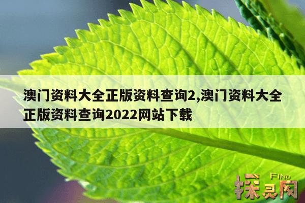 澳门资料大全正版资料查询2,澳门资料大全正版资料查询2022网站下载