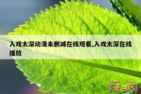入戏太深动漫未删减在线观看,入戏太深在线播放