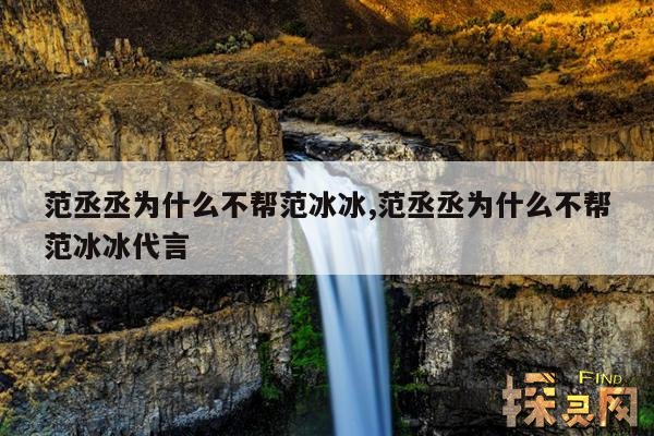 范丞丞为什么不帮范冰冰,范丞丞为什么不帮范冰冰代言